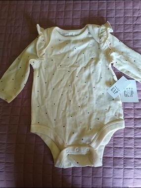 Cream Long-Sleeve Heart One-Piece Bodysuit
